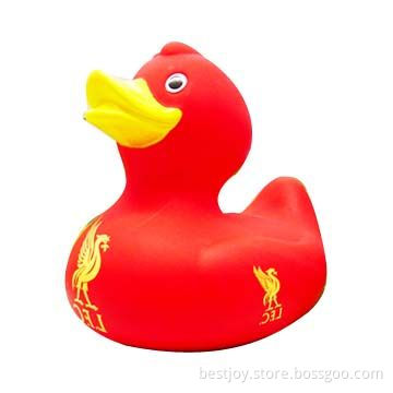 Red Rubber Duck with Soccer Team Logos Available, Ideal for Souvenir Gifts